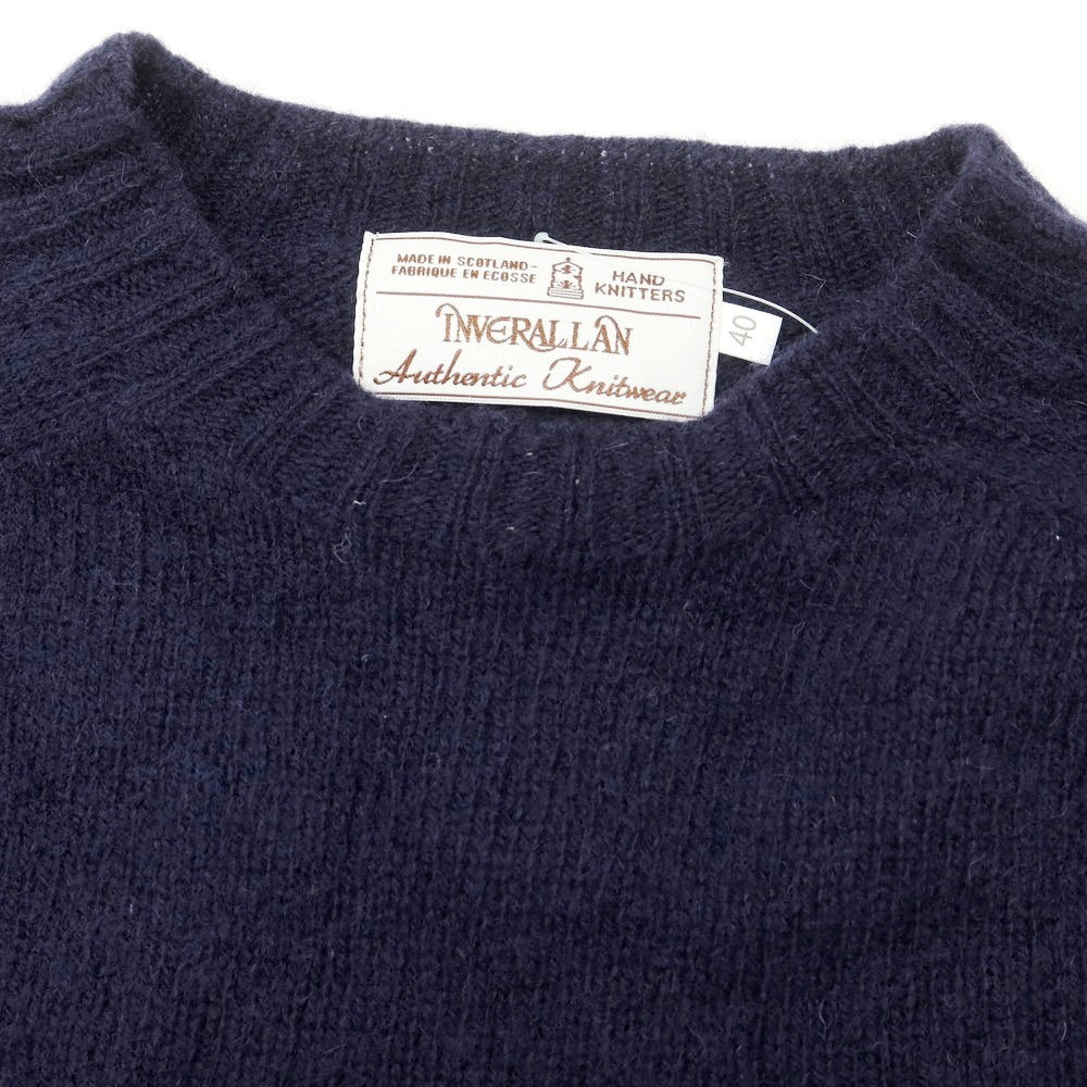 【中古】インバーアラン INVERALLAN ウール クルーネック プルオーバーニット ネイビー【 40 】【 状態ランクB 】【 メンズ 】