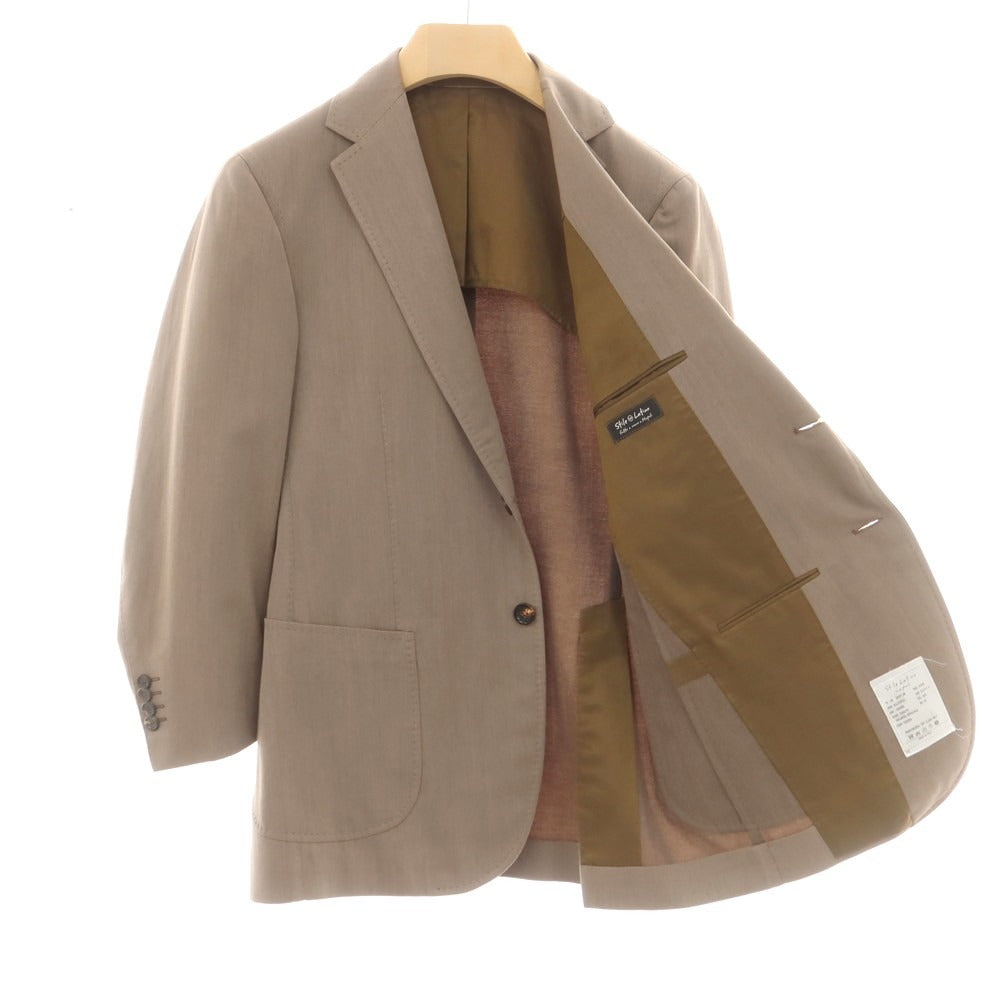 【中古】スティレ ラティーノ STILE LATINO ウールコットン 3つボタンスーツ グレイッシュブラウン【 48 Drop8R 】【 状態ランクB 】【 メンズ 】