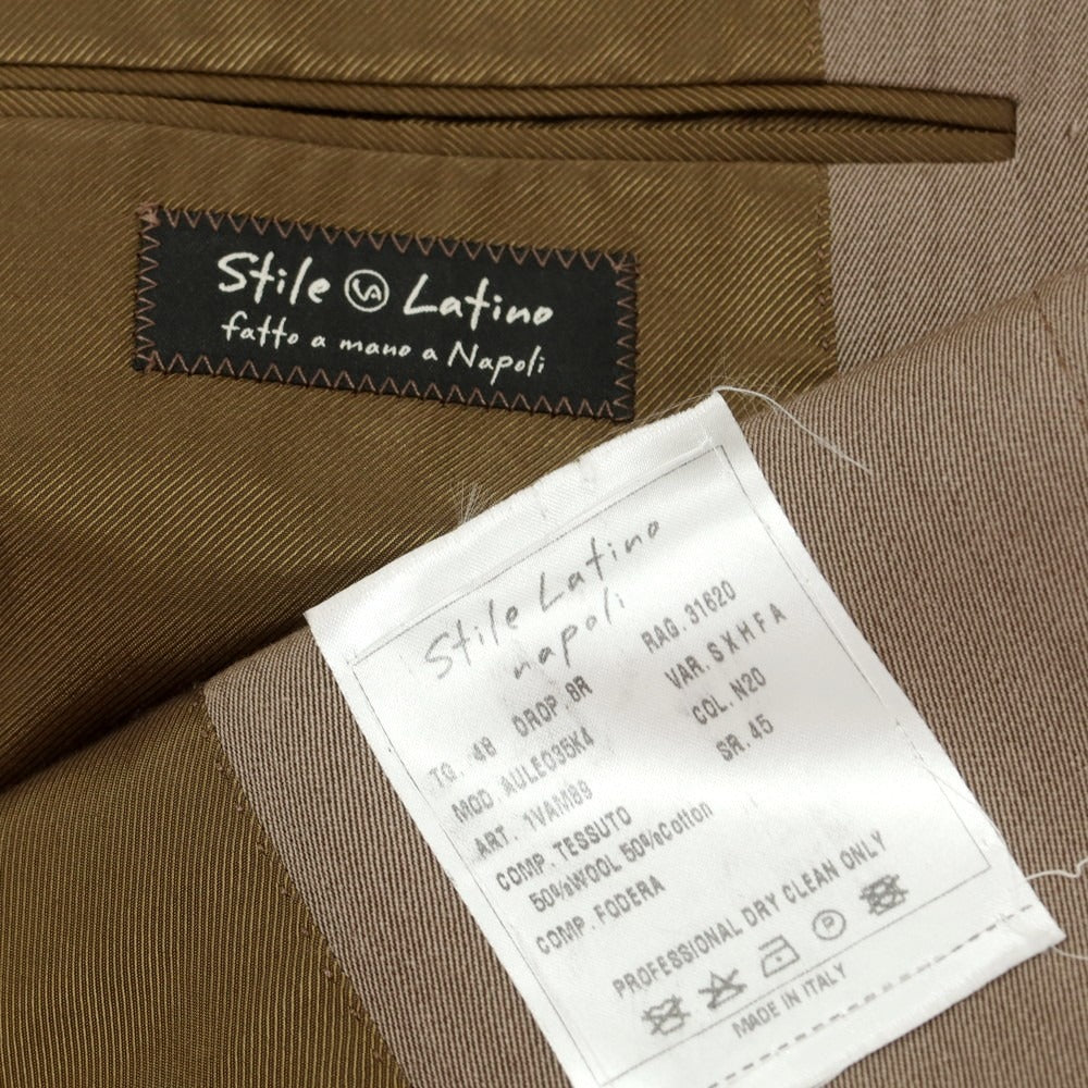 【中古】スティレ ラティーノ STILE LATINO ウールコットン 3つボタンスーツ グレイッシュブラウン【 48 Drop8R 】【 状態ランクB 】【 メンズ 】
