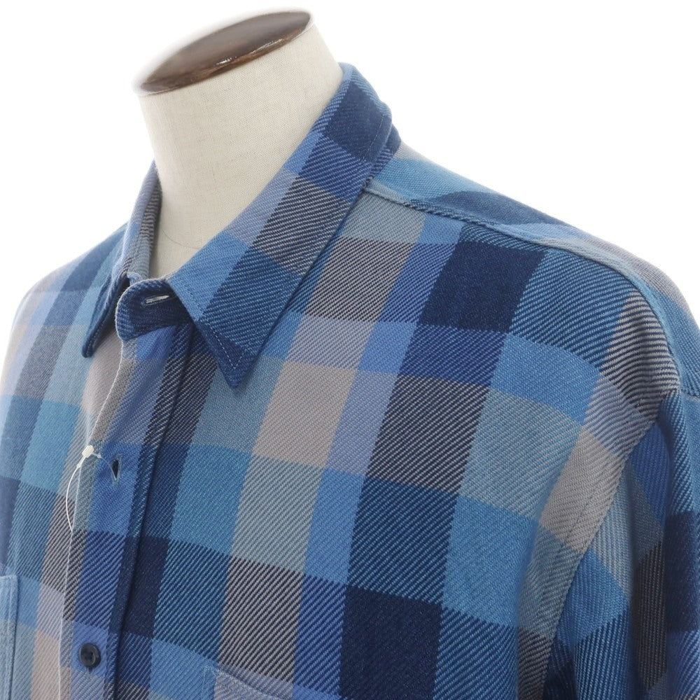 【中古】ビームス BEAMS 2025年春夏 「The A」コットン チェック カジュアルシャツ ブルーxグレー【 L 】【 状態ランクB 】【 メンズ 】