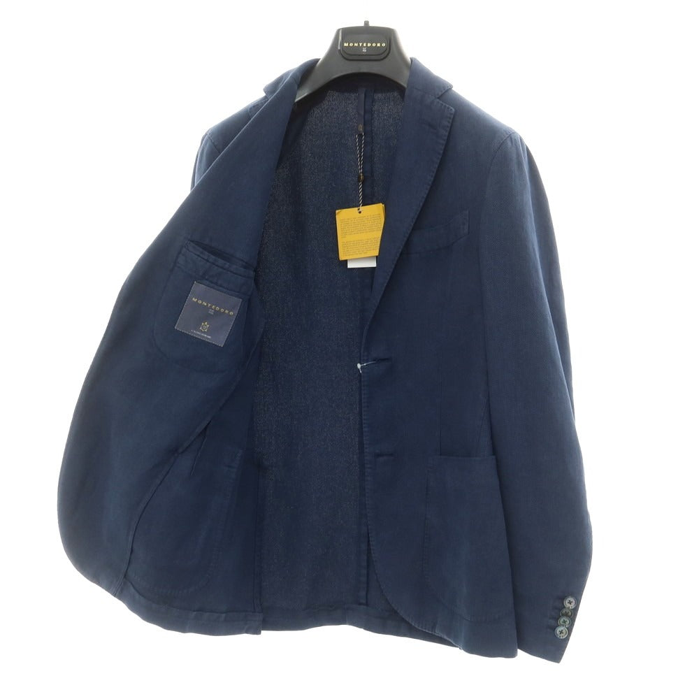 【新品】モンテドーロ Montedoro コットンリネン カジュアルジャケット ウォッシュネイビー【 44 】【 状態ランクN 】【 メンズ 】