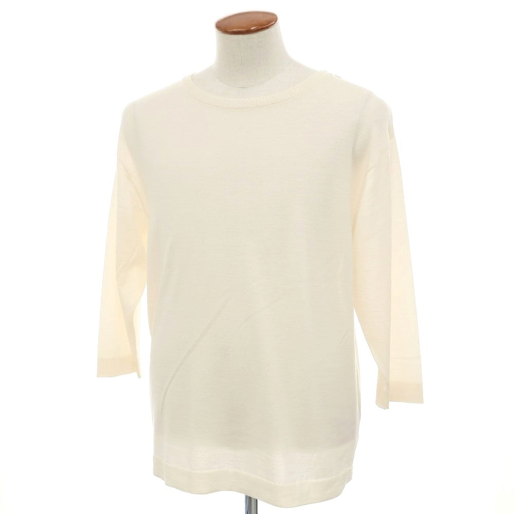 【中古】【未使用】ヴィルーム V::loom ハイゲージ ウール クルーネック 七分袖 プルオーバーニット アイボリー【 L 】【 状態ランクS 】【 メンズ 】