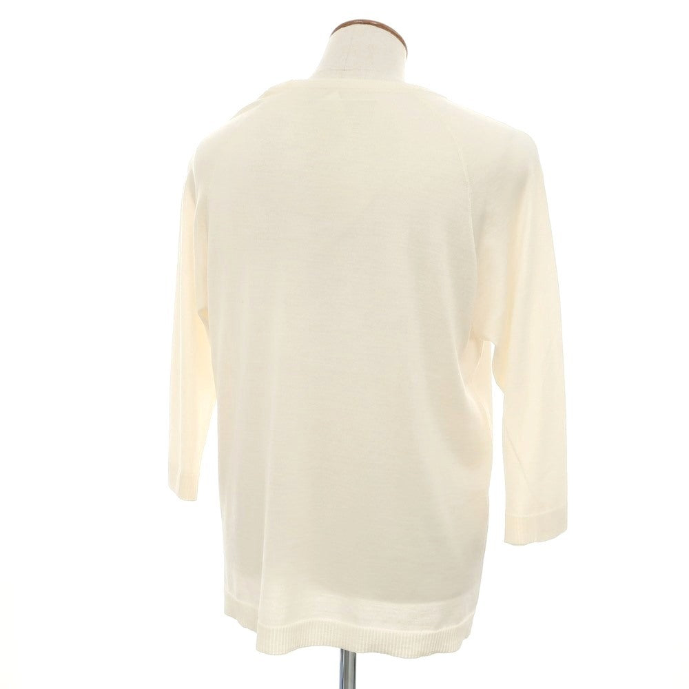 【中古】【未使用】ヴィルーム V::loom ハイゲージ ウール クルーネック 七分袖 プルオーバーニット アイボリー【 L 】【 状態ランクS 】【 メンズ 】
