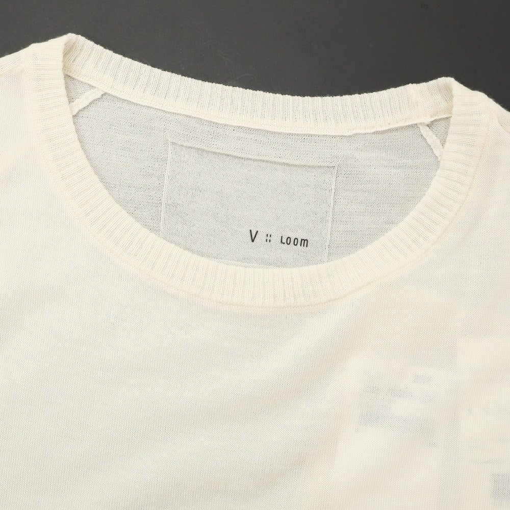 【中古】【未使用】ヴィルーム V::loom ハイゲージ ウール クルーネック 七分袖 プルオーバーニット アイボリー【 L 】【 状態ランクS 】【 メンズ 】
