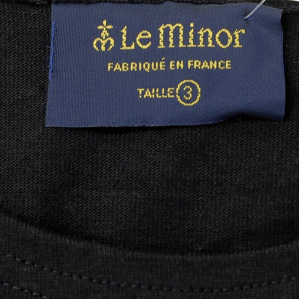 【新品】ルミノア Le Minor コットン クルーネック 長袖Tシャツ ブラック【 3 】【 状態ランクN 】【 メンズ 】