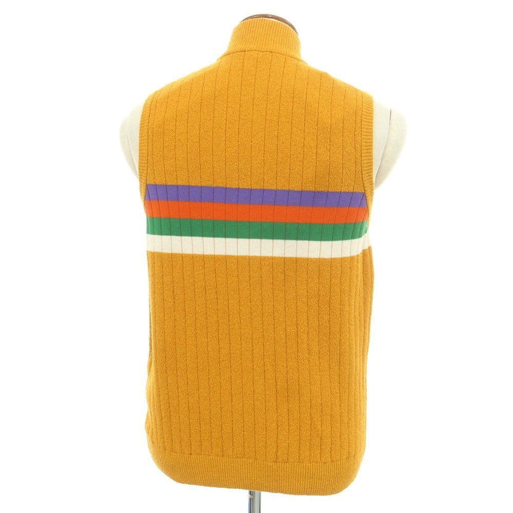 【新品】ガリア GALLIA コットンナイロン ダブルジップ ニットベスト オレンジ系xマルチカラー【 46 】【 状態ランクN 】【 メンズ 】