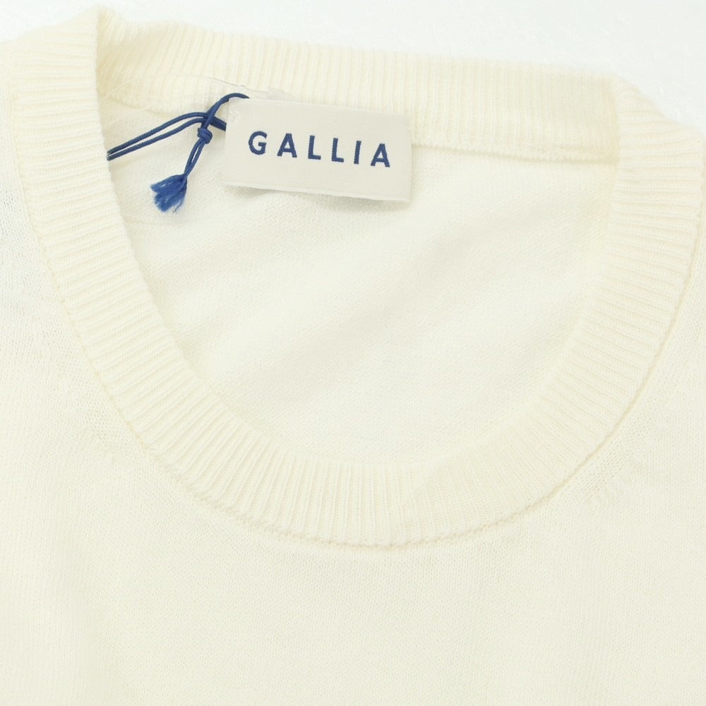 【新品】ガリア GALLIA ハイゲージ コットン クルーネック 半袖 プルオーバーニット ホワイト【 50 】【 状態ランクN 】【 メンズ 】