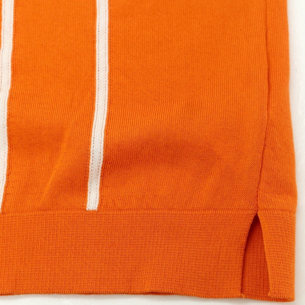 【新品】ガリア GALLIA ハイゲージ コットン 半袖 ポロニット オレンジxホワイト【 50 】【 状態ランクN 】【 メンズ 】