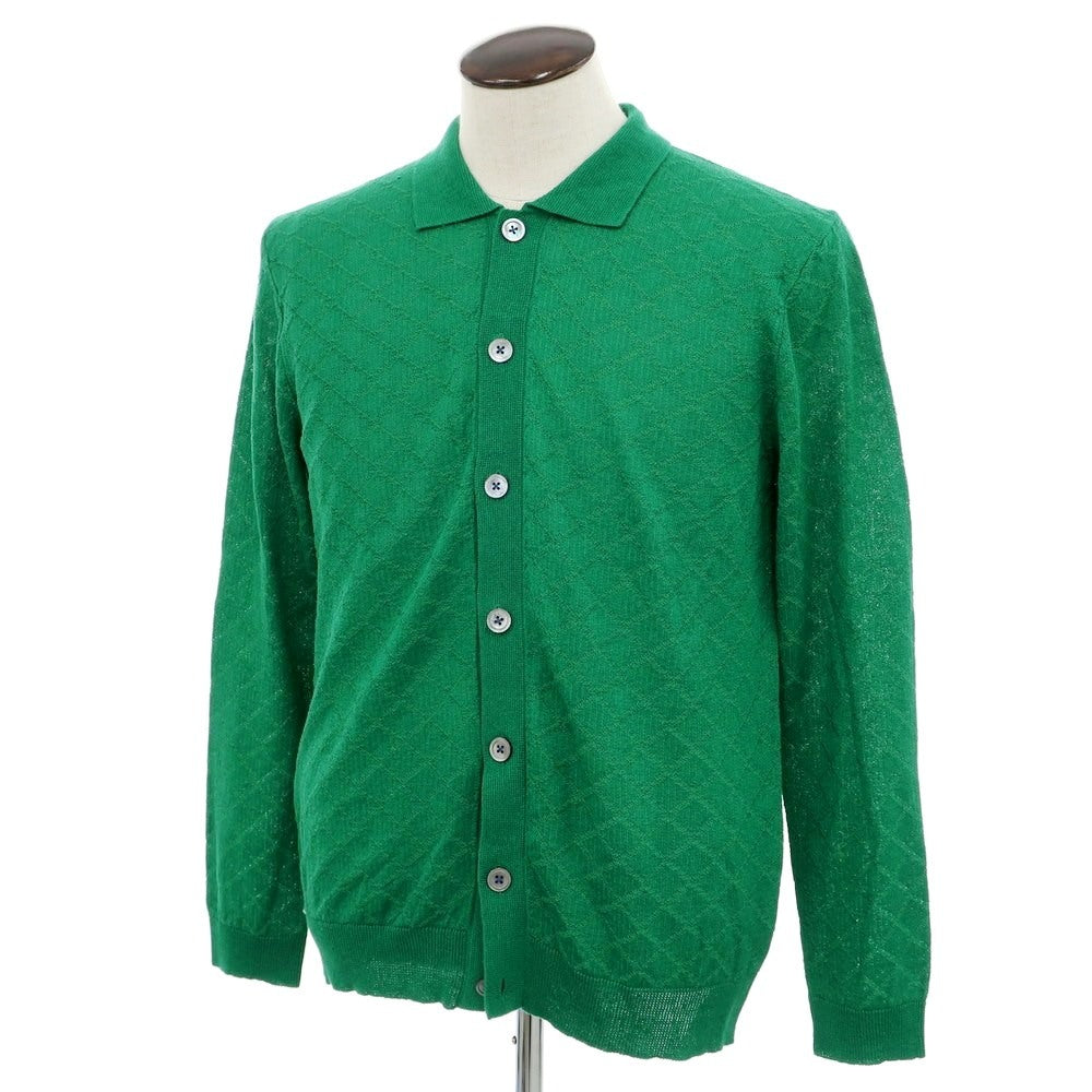【新品】ガリア GALLIA ハイゲージ コットンリネン ニット 襟付き カーディガン グリーン【 50 】【 状態ランクN 】【 メンズ 】