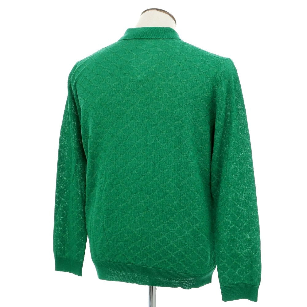 【新品】ガリア GALLIA ハイゲージ コットンリネン ニット 襟付き カーディガン グリーン【 50 】【 状態ランクN 】【 メンズ 】