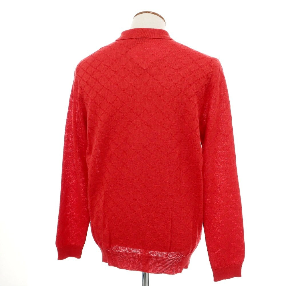 【新品】ガリア GALLIA ハイゲージ コットンリネン ニット 襟付き カーディガン レッド【 48 】【 状態ランクN 】【 メンズ 】