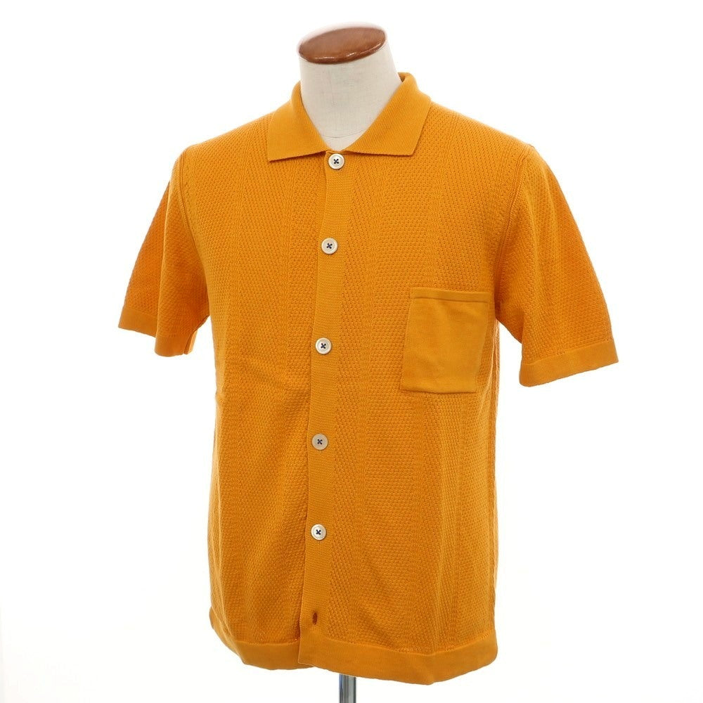 【新品】ガリア GALLIA コットン ニット シャツ型 半袖 カーディガン オレンジ【 48 】【 状態ランクN 】【 メンズ 】