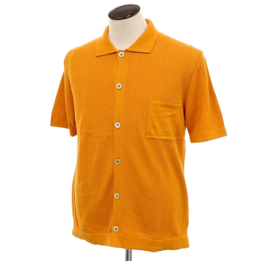 【新品】ガリア GALLIA コットン ニット シャツ型 半袖 カーディガン オレンジ【 52 】【 状態ランクN 】【 メンズ 】