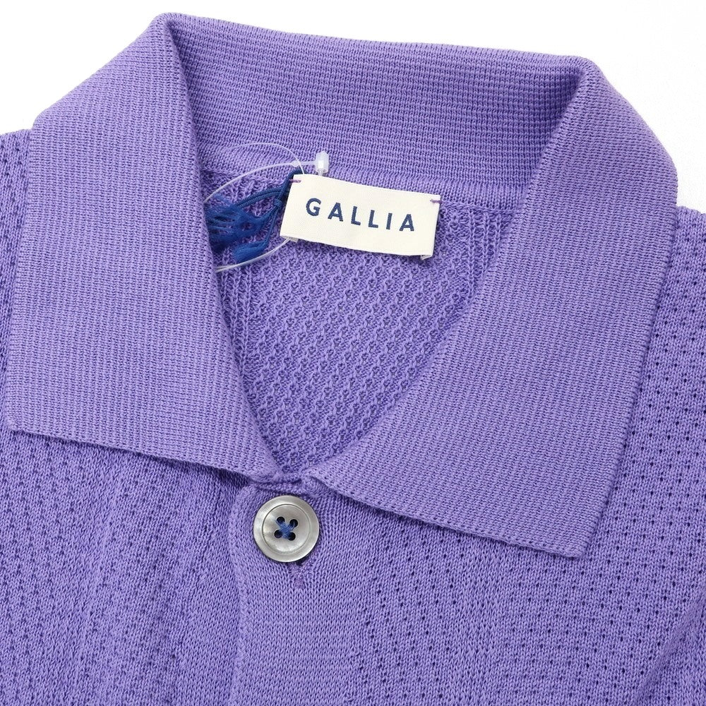 【新品】ガリア GALLIA コットン ニット シャツ型 半袖 カーディガン パープル【 48 】【 状態ランクN 】【 メンズ 】