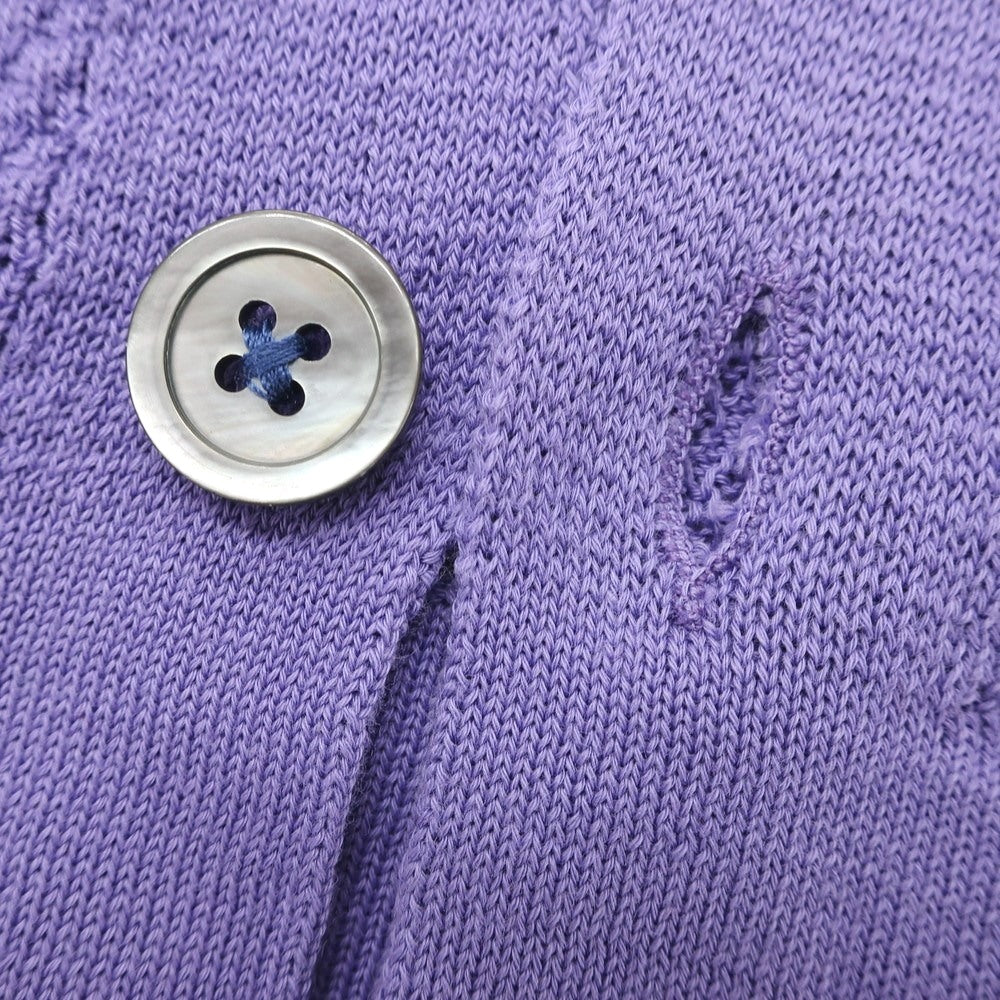 【新品】ガリア GALLIA コットン ニット シャツ型 半袖 カーディガン パープル【 48 】【 状態ランクN 】【 メンズ 】