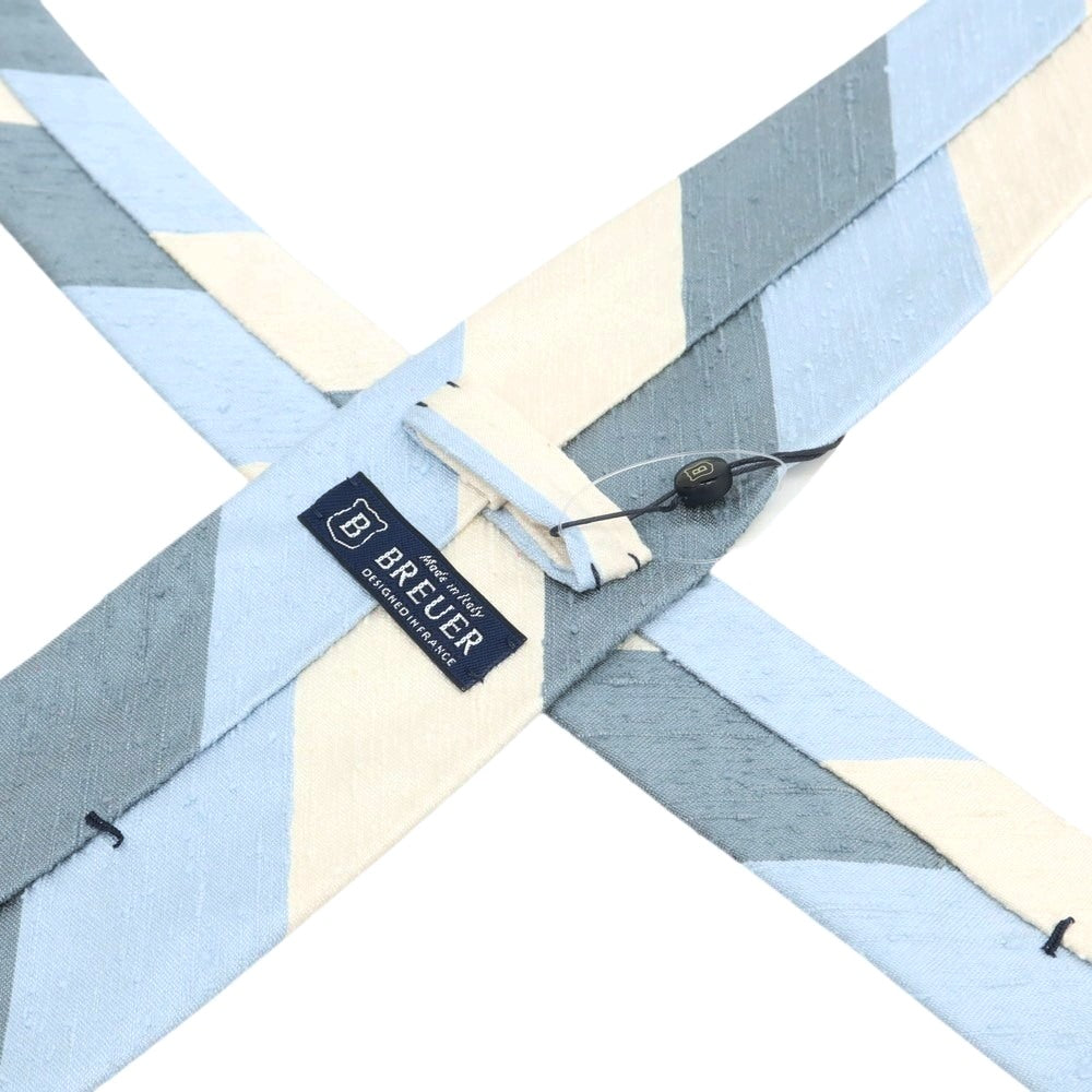 【新品】ブリューワー BREUER シルク ストライプ柄ネクタイ ライトブルーxホワイト【 状態ランクN 】【 メンズ 】