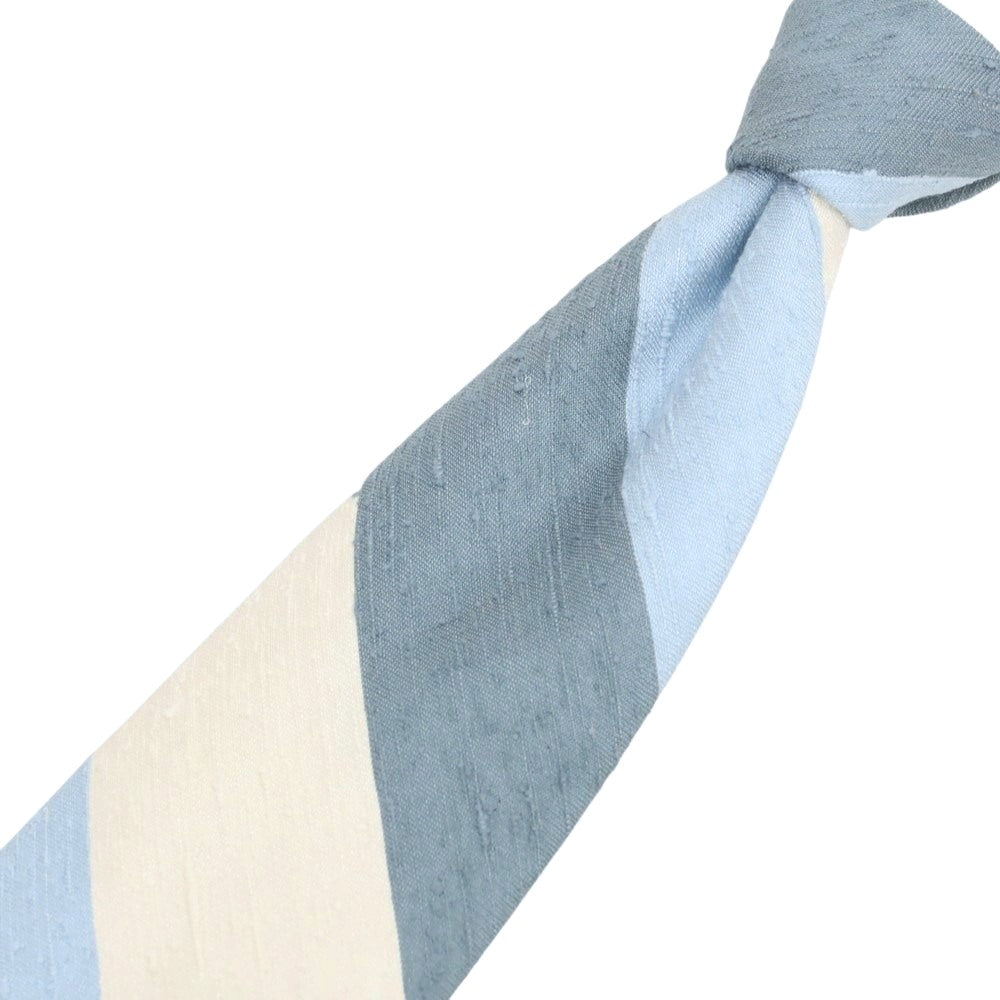 【新品】ブリューワー BREUER シルク ストライプ柄ネクタイ ライトブルーxホワイト【 状態ランクN 】【 メンズ 】