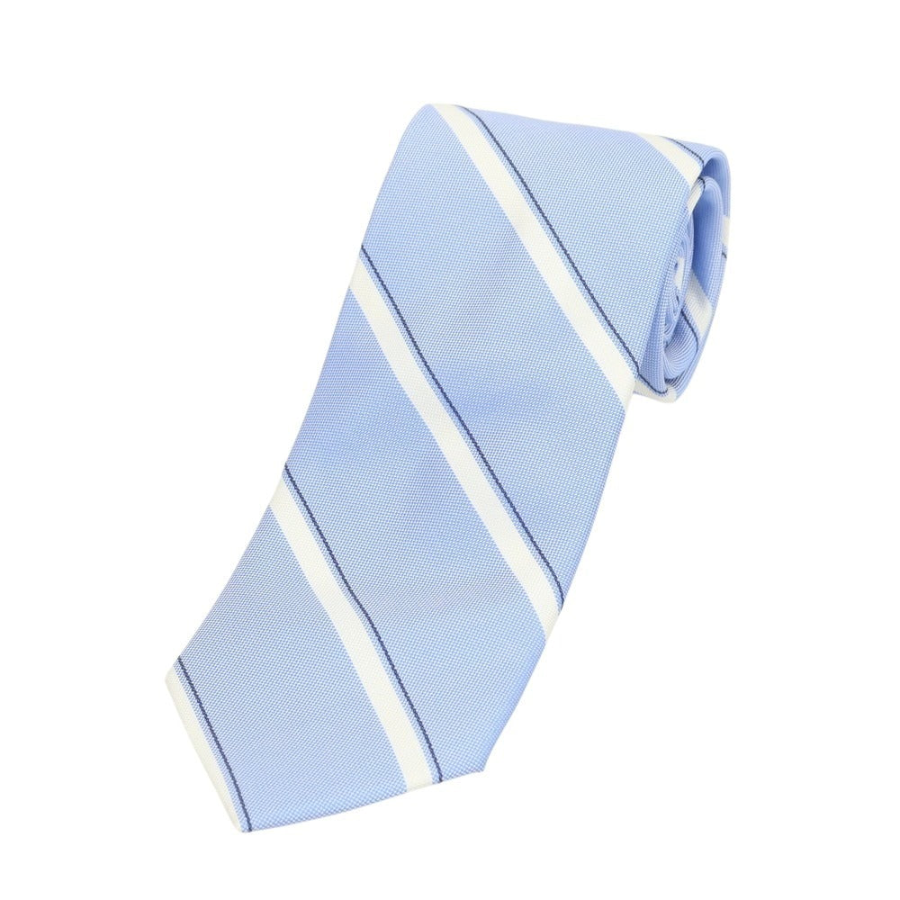 【新品】ブリューワー BREUER シルク ストライプ柄ネクタイ ブルーxホワイト【 状態ランクN 】【 メンズ 】