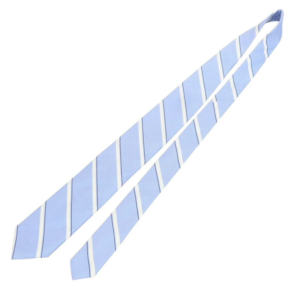 【新品】ブリューワー BREUER シルク ストライプ柄ネクタイ ブルーxホワイト【 状態ランクN 】【 メンズ 】