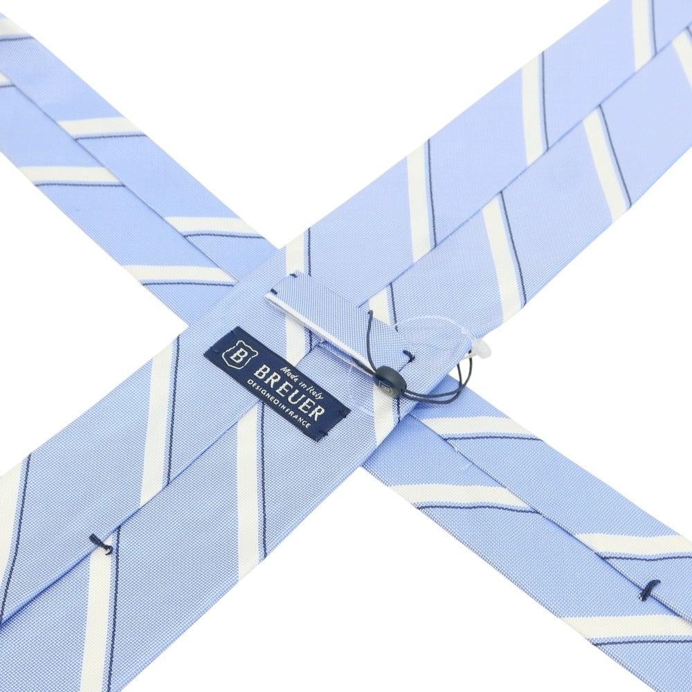 【新品】ブリューワー BREUER シルク ストライプ柄ネクタイ ブルーxホワイト【 状態ランクN 】【 メンズ 】