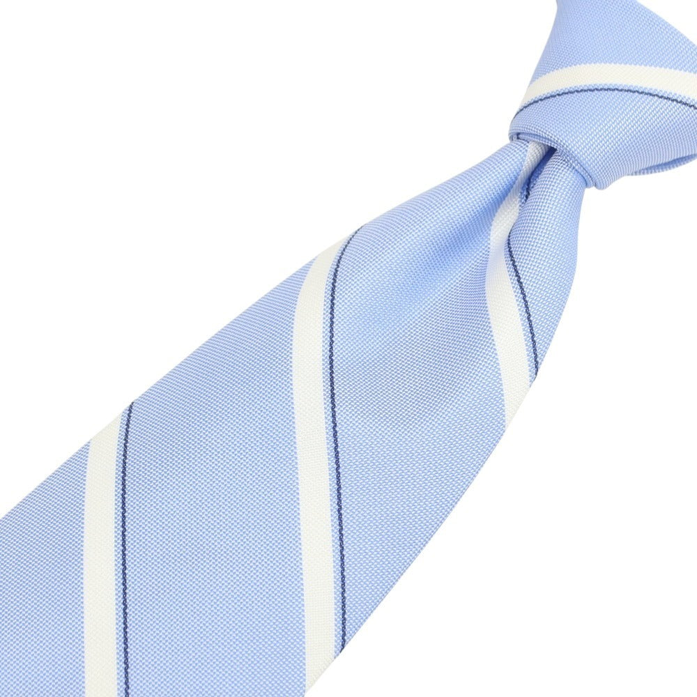 【新品】ブリューワー BREUER シルク ストライプ柄ネクタイ ブルーxホワイト【 状態ランクN 】【 メンズ 】