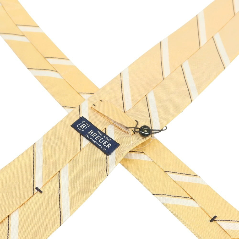 【新品】ブリューワー BREUER シルク ストライプ柄ネクタイ イエローxホワイト【 状態ランクN 】【 メンズ 】