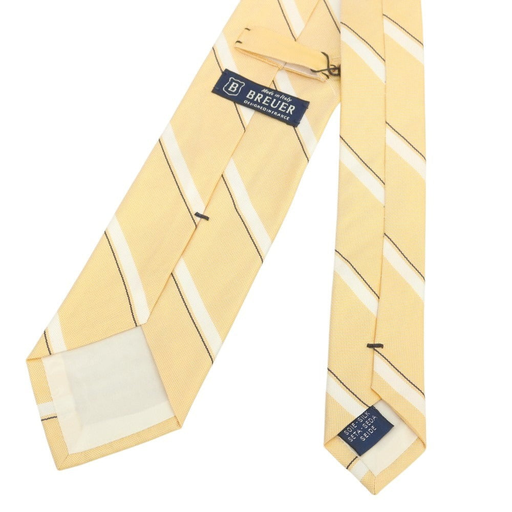 【新品】ブリューワー BREUER シルク ストライプ柄ネクタイ イエローxホワイト【 状態ランクN 】【 メンズ 】