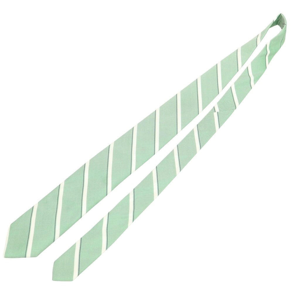 【新品】ブリューワー BREUER シルク ストライプ柄ネクタイ グリーンxホワイト【 状態ランクN 】【 メンズ 】