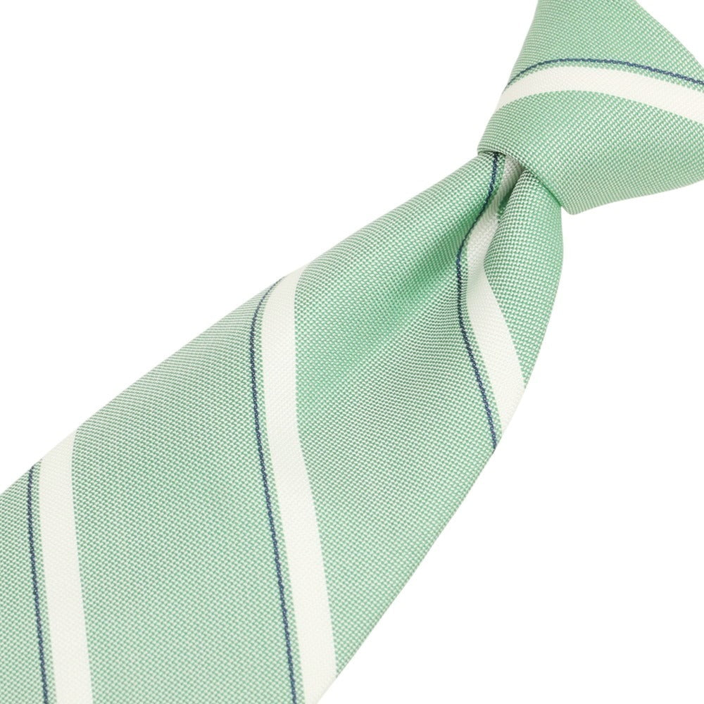 【新品】ブリューワー BREUER シルク ストライプ柄ネクタイ グリーンxホワイト【 状態ランクN 】【 メンズ 】