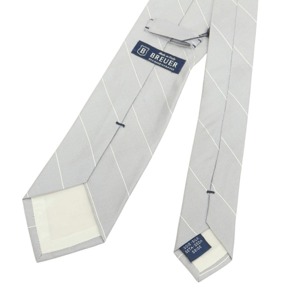 【新品】ブリューワー BREUER シルク ストライプ柄ネクタイ グレー【 状態ランクN 】【 メンズ 】