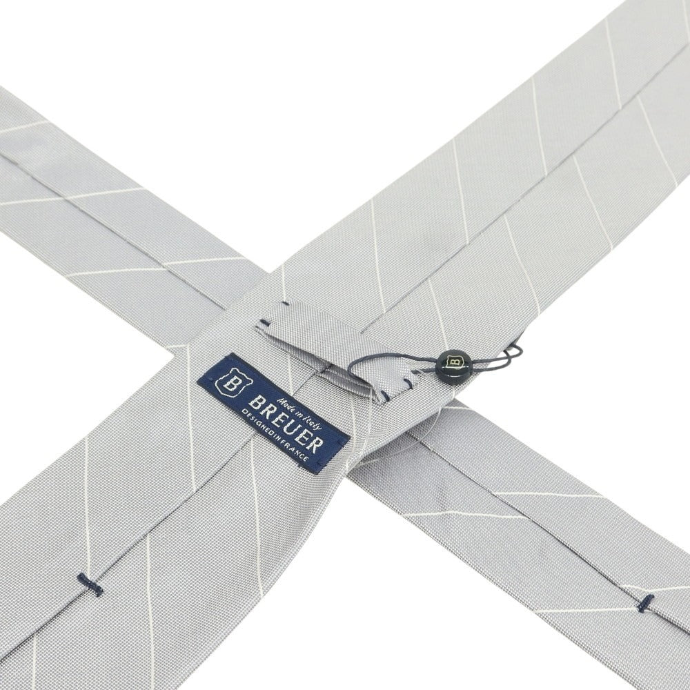 【新品】ブリューワー BREUER シルク ストライプ柄ネクタイ グレー【 状態ランクN 】【 メンズ 】