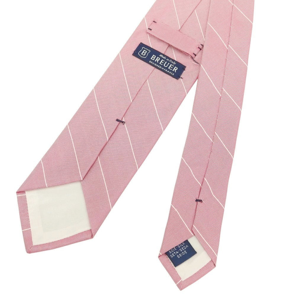 【新品】ブリューワー BREUER シルク ストライプ柄ネクタイ ピンク【 状態ランクN 】【 メンズ 】