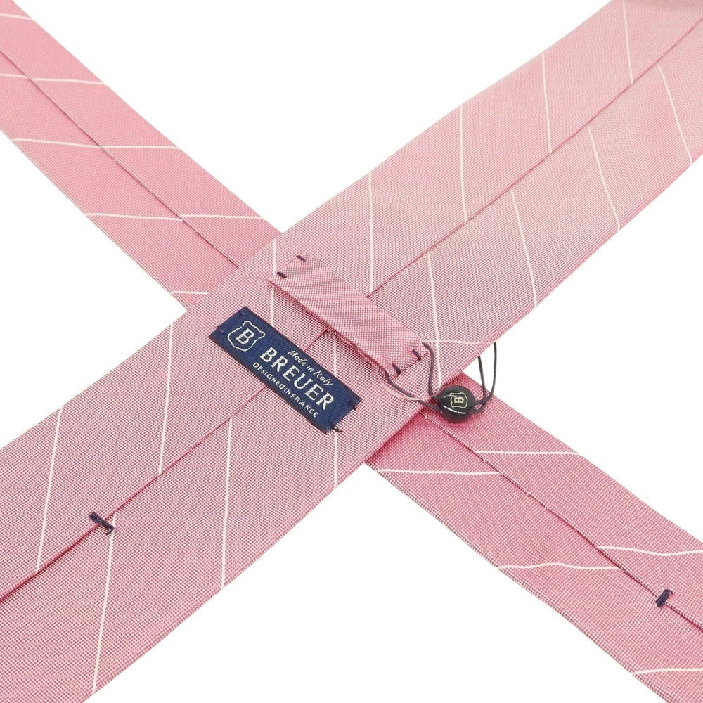 【新品】ブリューワー BREUER シルク ストライプ柄ネクタイ ピンク【 状態ランクN 】【 メンズ 】
