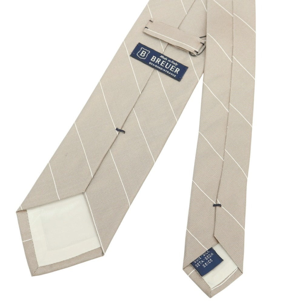 【新品】ブリューワー BREUER シルク ストライプ柄ネクタイ グレイッシュブラウン【 状態ランクN 】【 メンズ 】