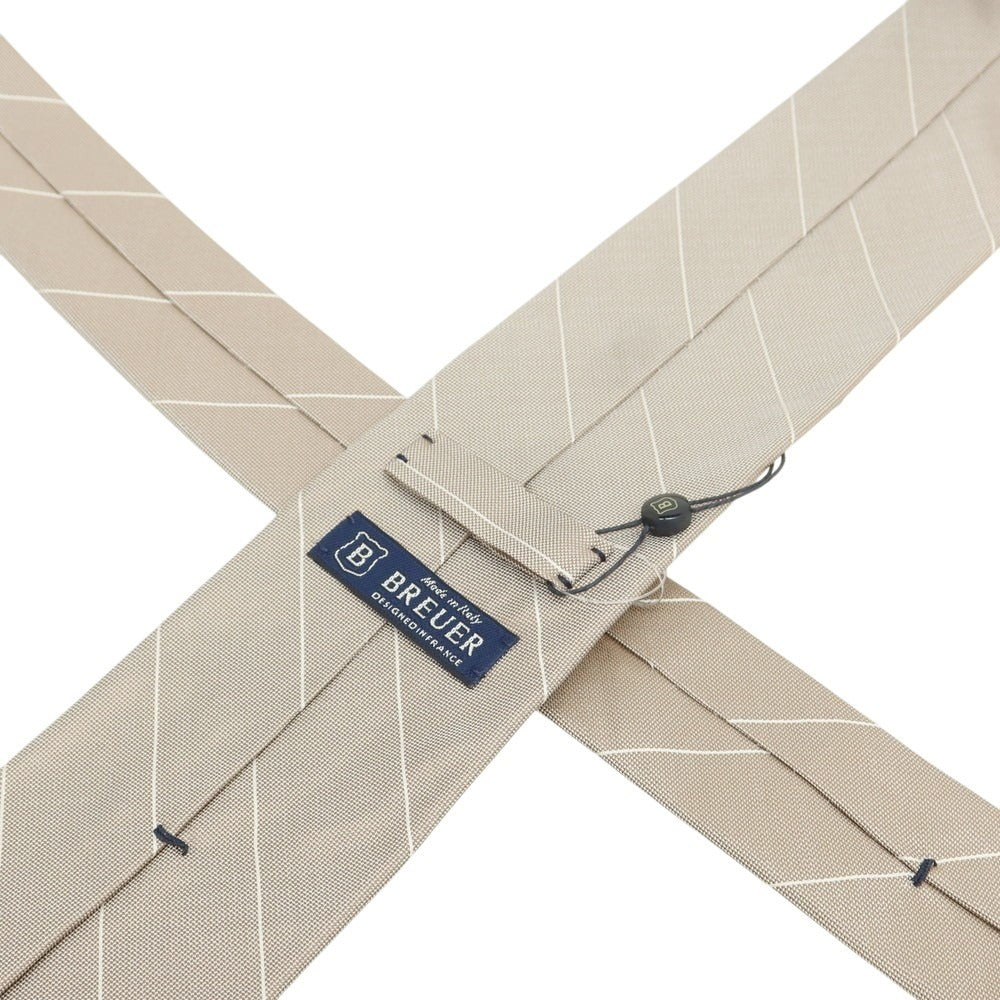 【新品】ブリューワー BREUER シルク ストライプ柄ネクタイ グレイッシュブラウン【 状態ランクN 】【 メンズ 】