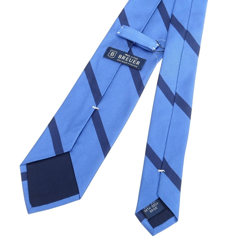 【新品】ブリューワー BREUER シルク ストライプ柄ネクタイ ブルーxネイビー【 状態ランクN 】【 メンズ 】