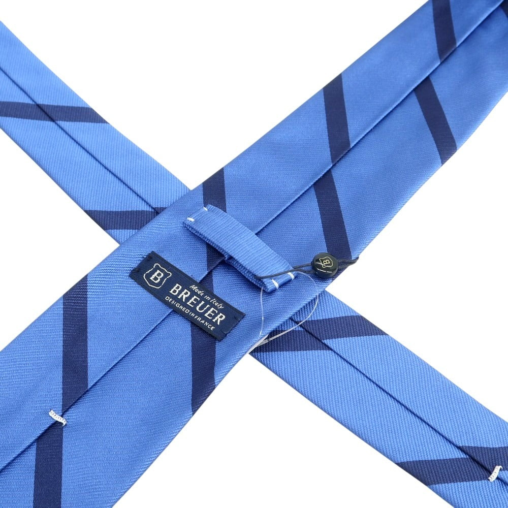 【新品】ブリューワー BREUER シルク ストライプ柄ネクタイ ブルーxネイビー【 状態ランクN 】【 メンズ 】