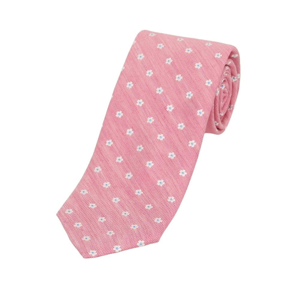 【新品】ブリューワー BREUER シルクリネン 小紋柄ネクタイ ピンク【 状態ランクN 】【 メンズ 】