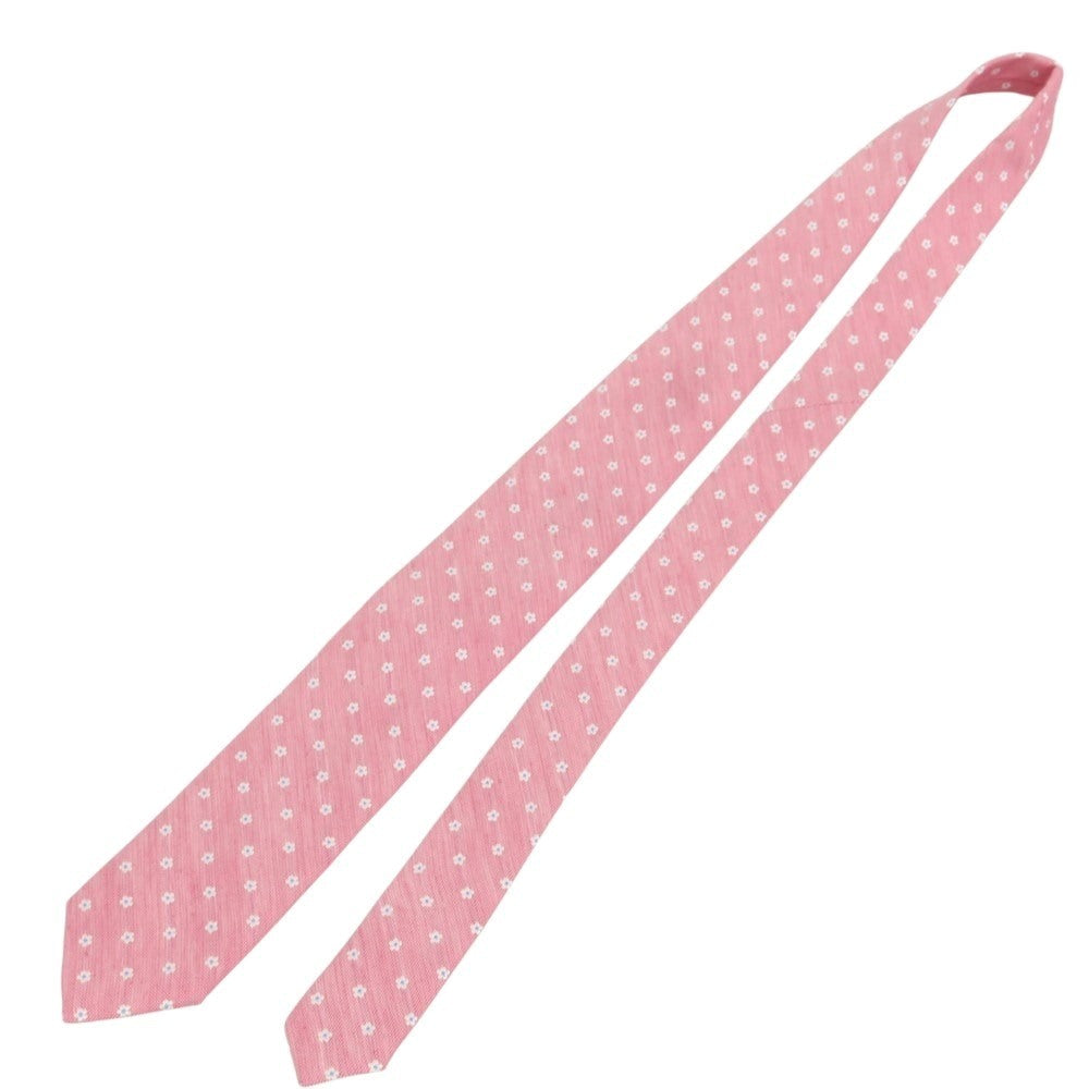 【新品】ブリューワー BREUER シルクリネン 小紋柄ネクタイ ピンク【 状態ランクN 】【 メンズ 】