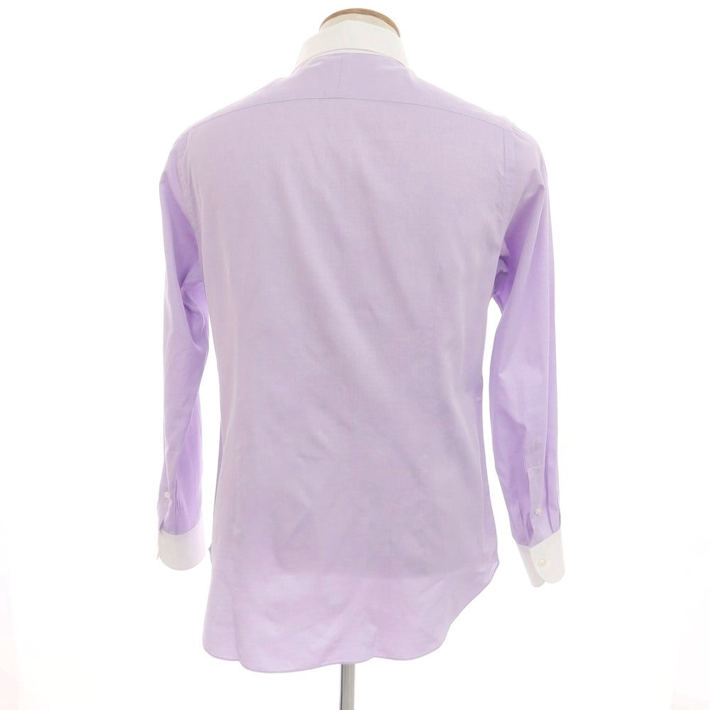 【中古】ビームスエフ BEAMS F コットン セミワイドカラー クレリック ドレスシャツ ラベンダーxホワイト【 40 】【 状態ランクB 】【 メンズ 】