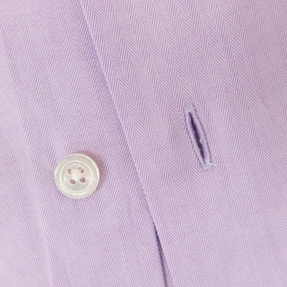 【中古】ビームスエフ BEAMS F コットン セミワイドカラー クレリック ドレスシャツ ラベンダーxホワイト【 40 】【 状態ランクB 】【 メンズ 】