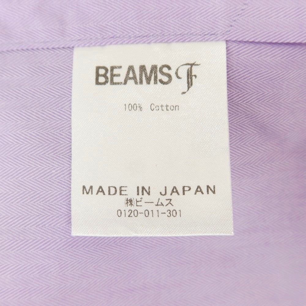 【中古】ビームスエフ BEAMS F コットン セミワイドカラー クレリック ドレスシャツ ラベンダーxホワイト【 40 】【 状態ランクB 】【 メンズ 】