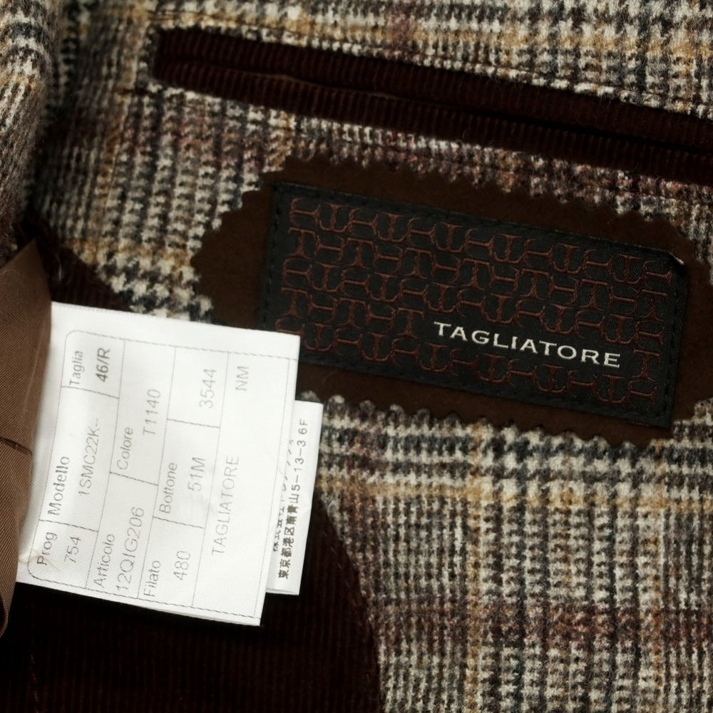 【中古】タリアトーレ TAGLIATORE ウール チェック テーラードジャケット ベージュ系【 46 】【 状態ランクA 】【 メンズ 】