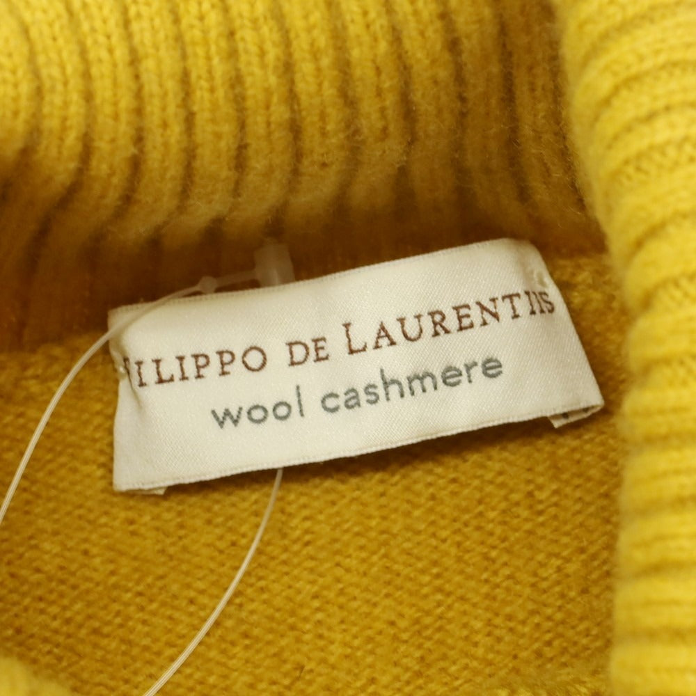 【中古】フィリッポ デ ローレンティス FILIPPO DE LAURENTIIS SUPER120’S ウールカシミヤ タートルネック プルオーバーニット マスタードイエロー【 48 】【 状態ランクB 】【 メンズ 】