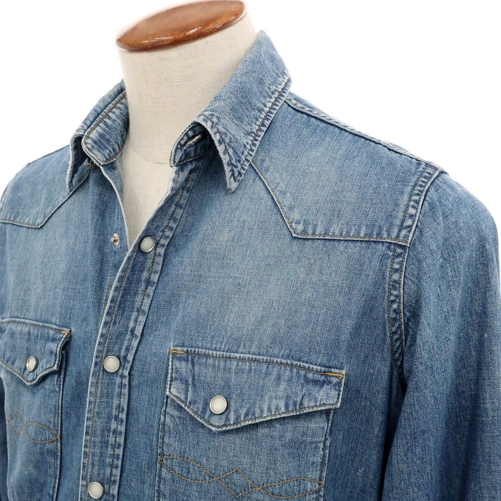 【中古】シーグリーン Seagreen コットン カジュアルシャツ ブルーインディゴ【 2 】【 状態ランクC 】【 メンズ 】