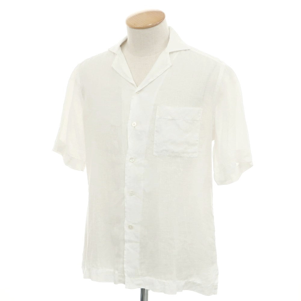 【中古】バグッタ Bagutta リネン オープンカラー 半袖シャツ ホワイト【 38 】【 状態ランクB 】【 メンズ 】