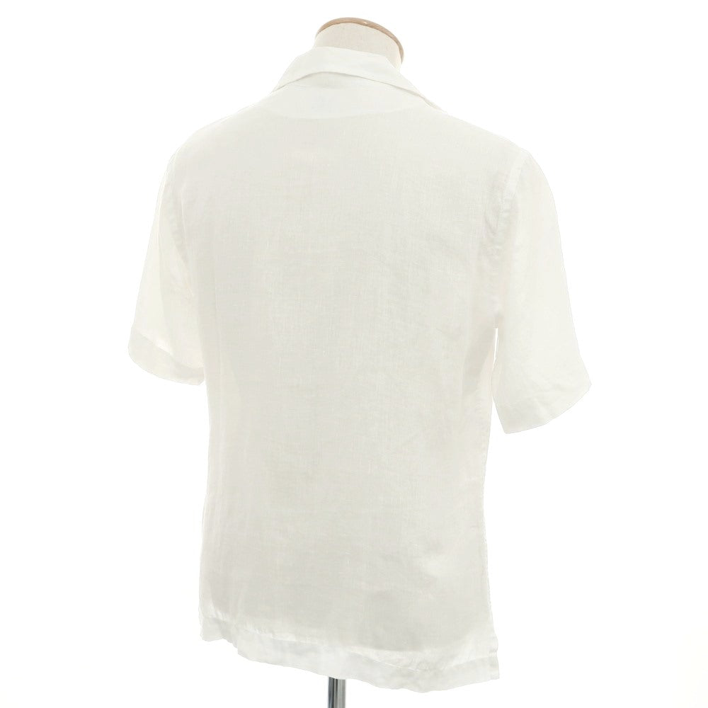 【中古】バグッタ Bagutta リネン オープンカラー 半袖シャツ ホワイト【 38 】【 状態ランクB 】【 メンズ 】
