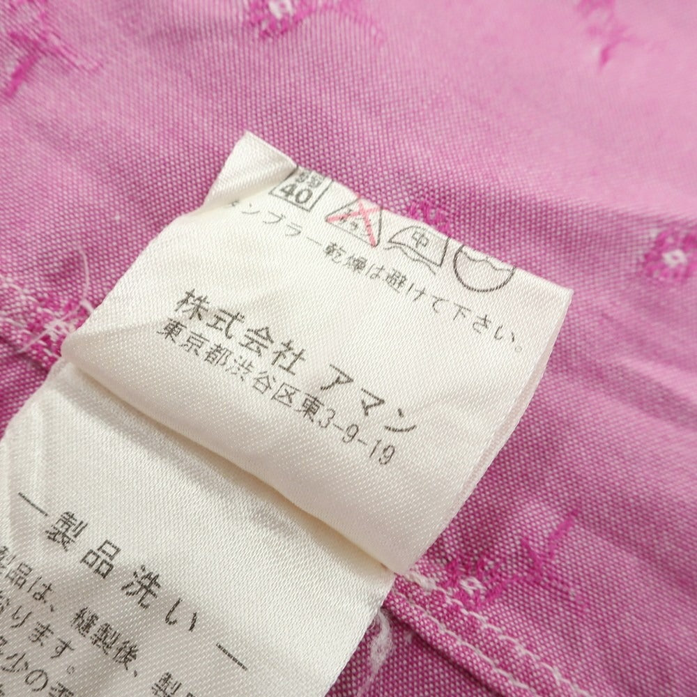 【中古】フィナモレ Finamore コットン 花柄 セミワイドカラー カジュアルシャツ ライトパープル【 40 】【 状態ランクB 】【 メンズ 】