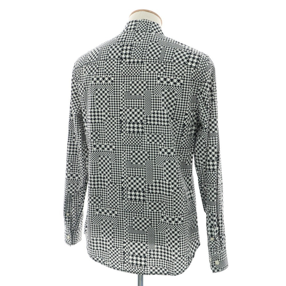 【中古】アルマーニ エクスチェンジ A/X ARMANI EXCHANGE コットン ハウンドトゥース ショートカラー カジュアルシャツ ブラックxホワイト【 S 】【 状態ランクC 】【 メンズ 】