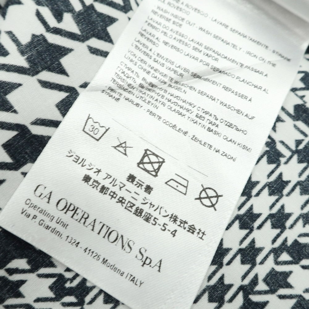【中古】アルマーニ エクスチェンジ A/X ARMANI EXCHANGE コットン ハウンドトゥース ショートカラー カジュアルシャツ ブラックxホワイト【 S 】【 状態ランクC 】【 メンズ 】